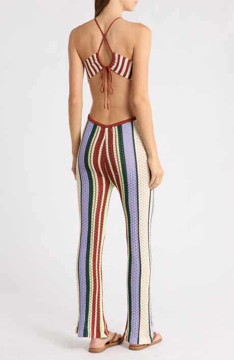 Roman Stripe Leave Cover-Up Dress