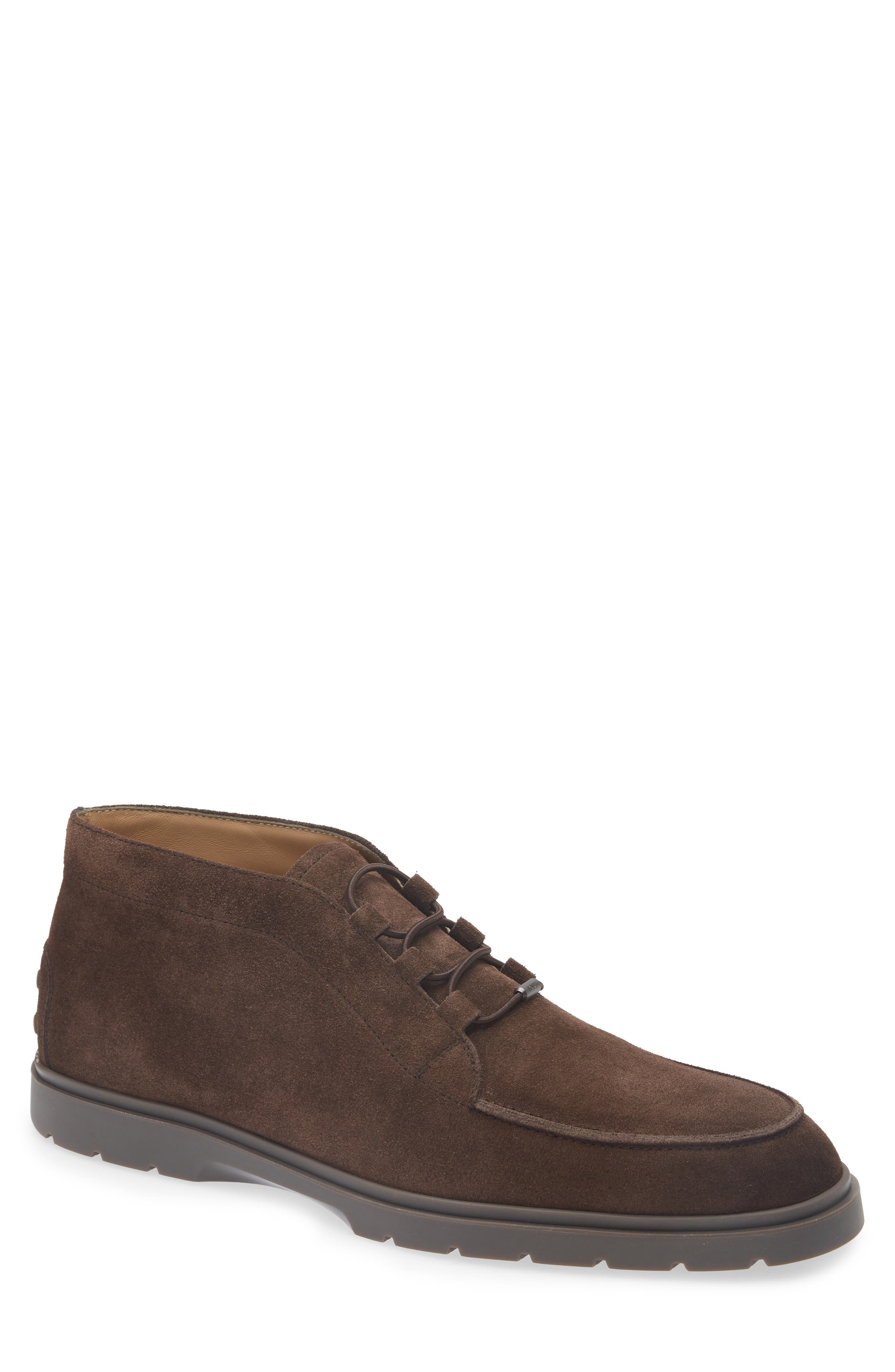 Tod's Apron Toe Suede Chukka Boot, Main, color, Testa Moro