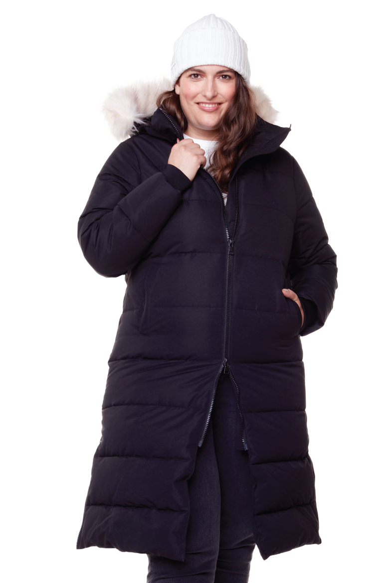 KLUANE PLUS SIZE - Vegan Down Ultra Long Winter Parka, Main, color, BLACK