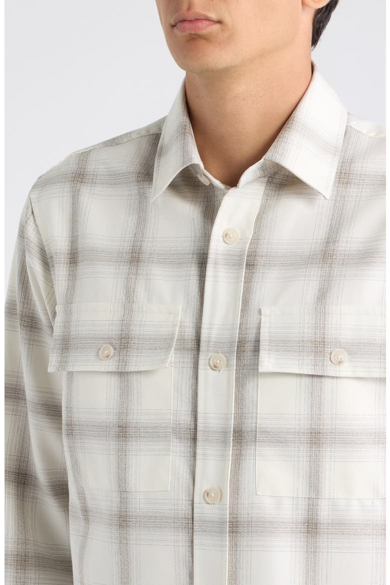 Trim Fit Check Button Front Shirt, Alternate, color, OPEN WHITE