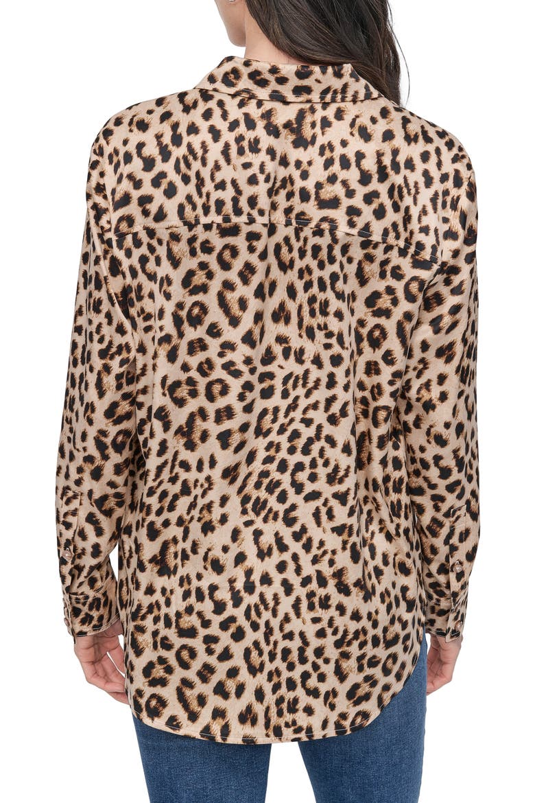 Leopard-Printed Long Sleeve Button Up Shirt, Alternate, color, LEOPARD WHISKEY