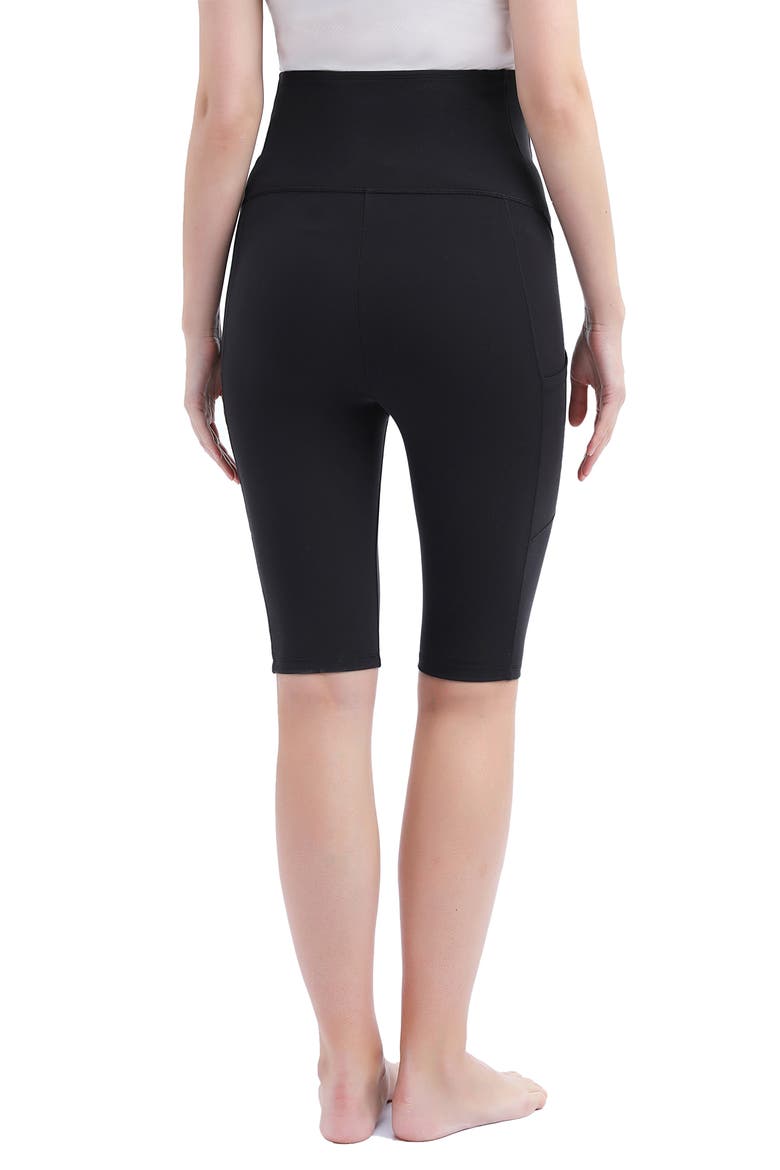 Flo Belly & Back Support Pocket Maternity Capri Tights, Alternate, color, BLACK