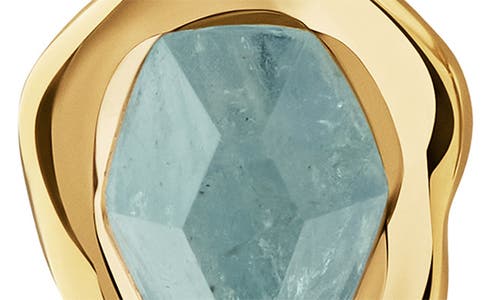 Monica Vinader Gold Odyssey Gemstone Huggie Earrings Aquamarine In Gold