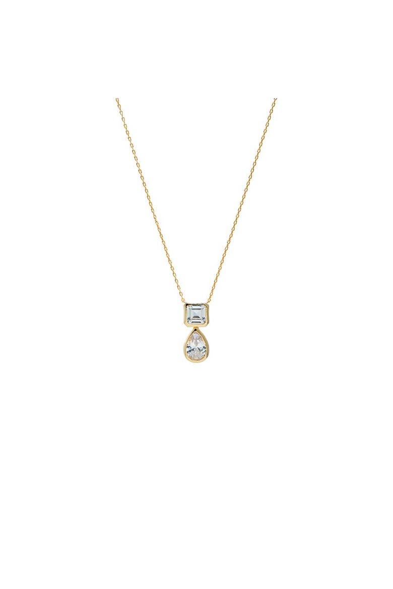 Mixed Cut CZ Drop Necklace, Main, color, Gold