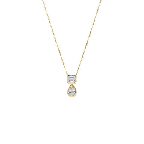 Mixed Cut CZ Drop Necklace