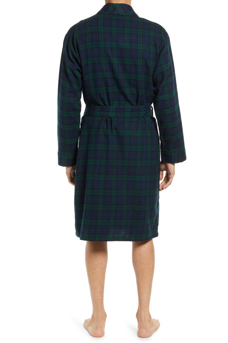 Scotch Plaid Flannel Robe, Alternate, color, BLACK WATCH TARTAN