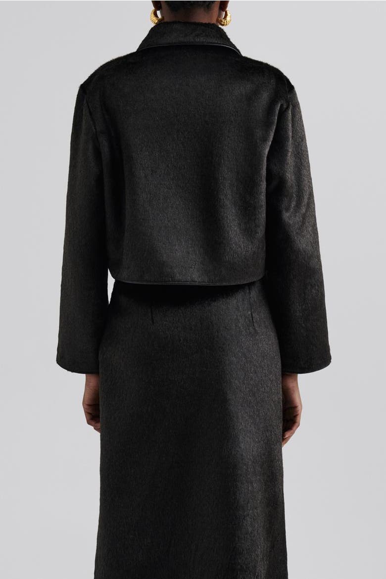 Seressa Faux Pony Hair Boxy Jacket, Alternate, color, Chocolate