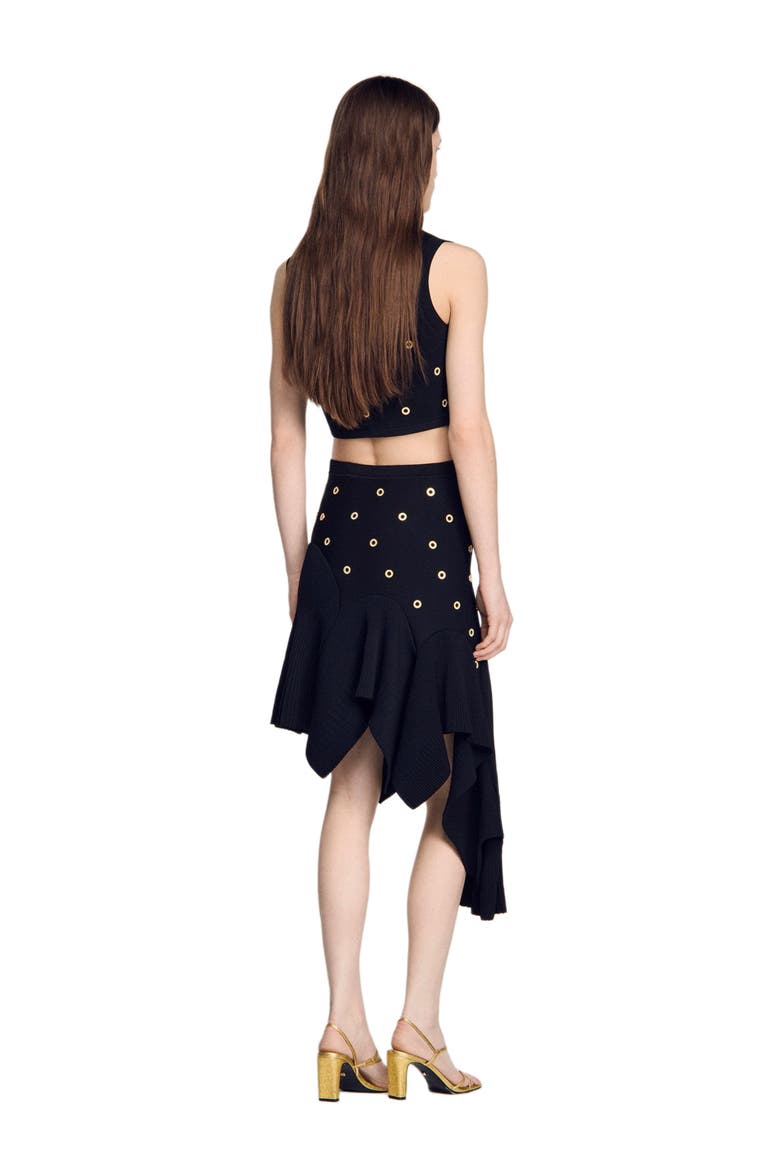Studded knit skirt, Alternate, color, Black