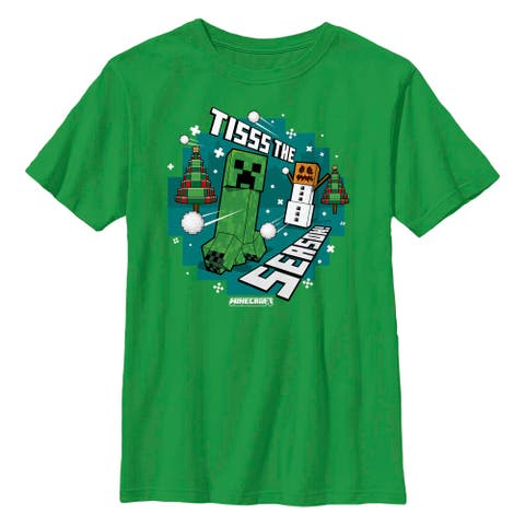 Boy's Minecraft Creeper Snow Season  Graphic T-Shirt