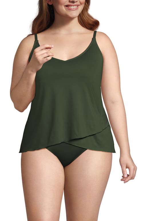 Lands' End Plus Size Tulip Hem Tankini Top In Green