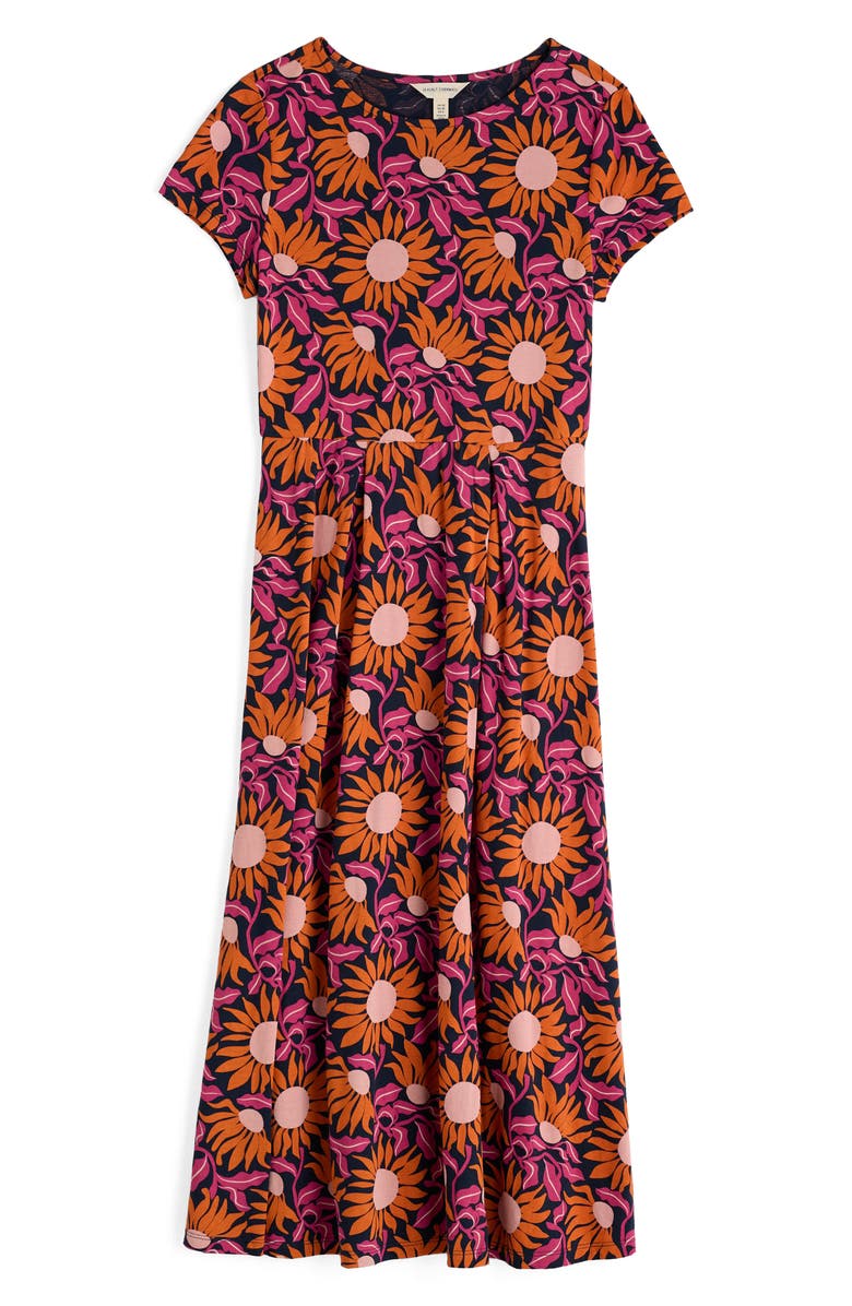 Seasalt Cornwall Wild Bouquet Jersey Print Midi Dress, Alternate, color, Bold Sunflower Maritime