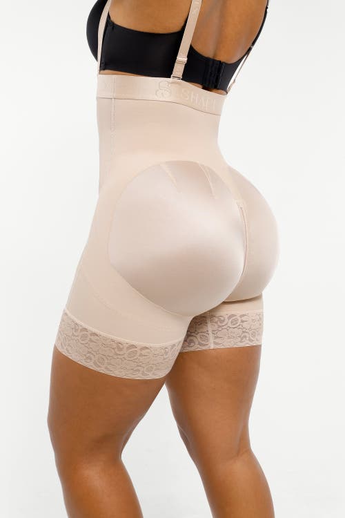 Shapellx Firm Tummy Compression Bodysuit Shaper With Butt Lifter In Tres Naturale