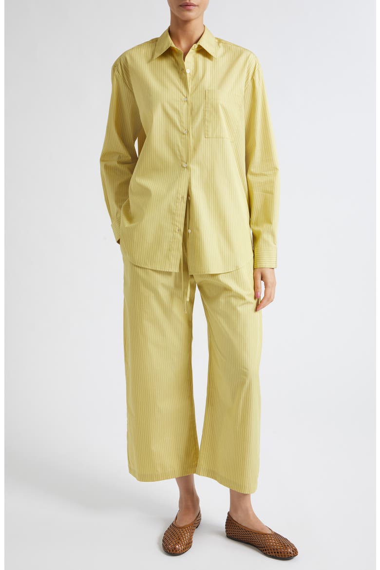 Yoshi Stripe Cotton Blend Drawstring Pants, Alternate, color, LEMON/ CHOCOLATE STRIPE