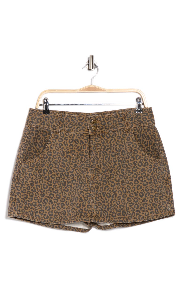 FLYING ANGEL Leopard Print Denim Skort, Alternate, color, Brown Leopard