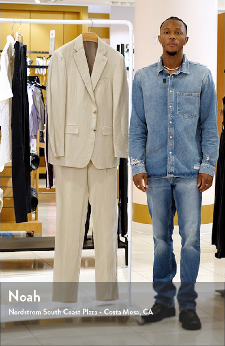 Kei Trim Fit Beige Linen & Silk Wool Suit, sales video thumbnail