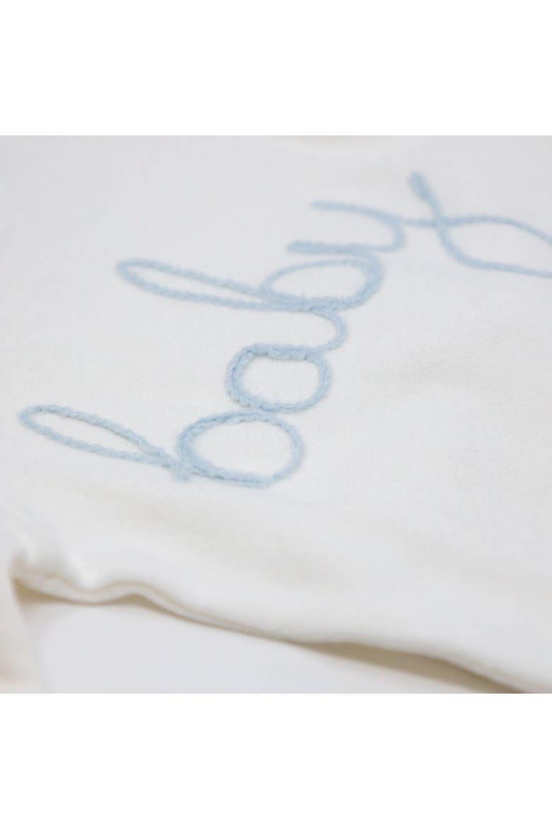 "baby" Sky Blue Embroidered Two Piece Set, Alternate, color, Cream