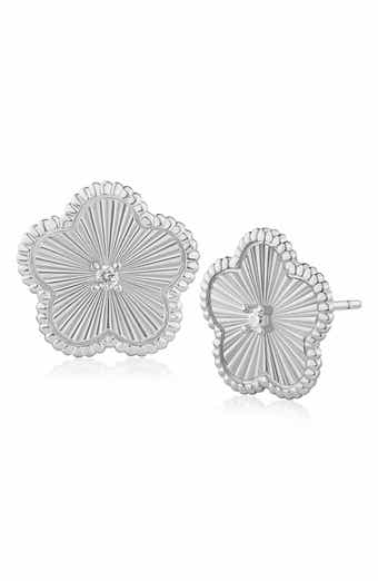 CZ Clover Stud Earrings