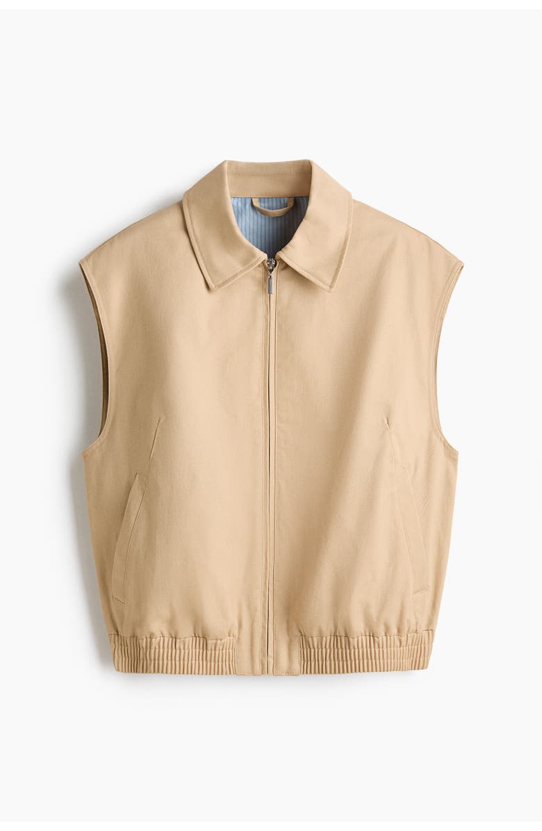 H&M Collared Cotton Gilet, Main, color, Beige