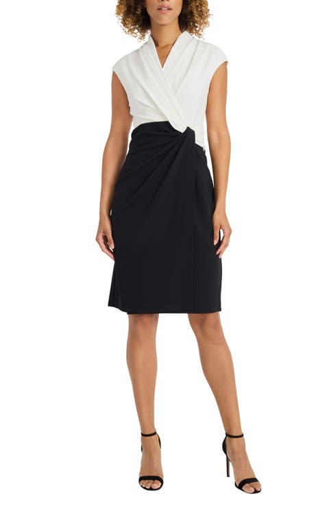 Twist Front Colorblock Sheath Dress