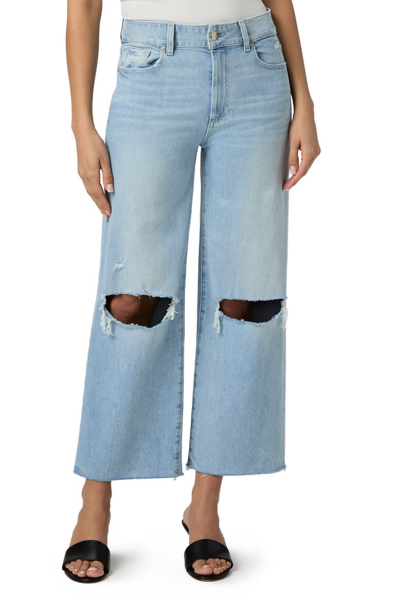 Sasha Ankle Crop Raw Hem Wide Leg Jeans, Main, color, MAEVE DESTRUCTED