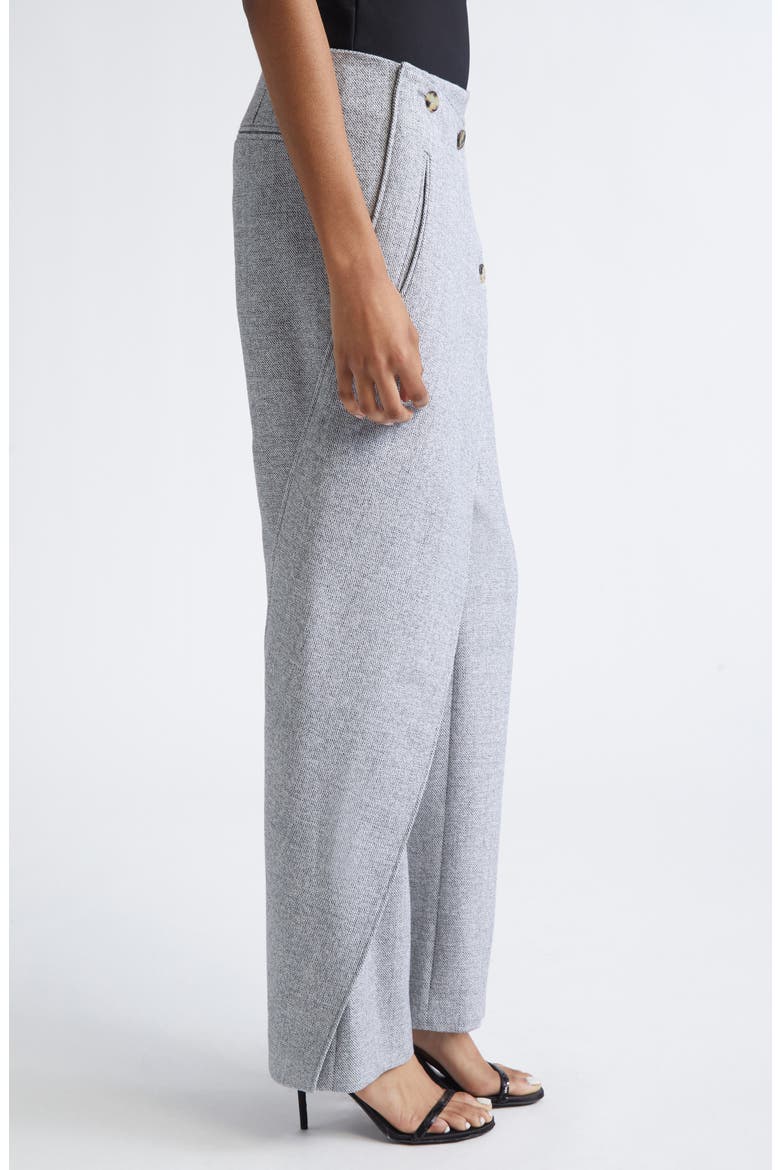 Oblique Caviar Asymmetric Wool Straight Leg Pants, Alternate, color, HERITAGE WHITE/ BLACK