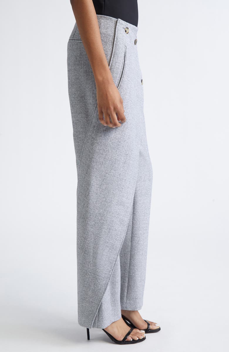 Courrèges Oblique Caviar Asymmetric Wool Straight Leg Pants, Alternate, color, Heritage White/ Black