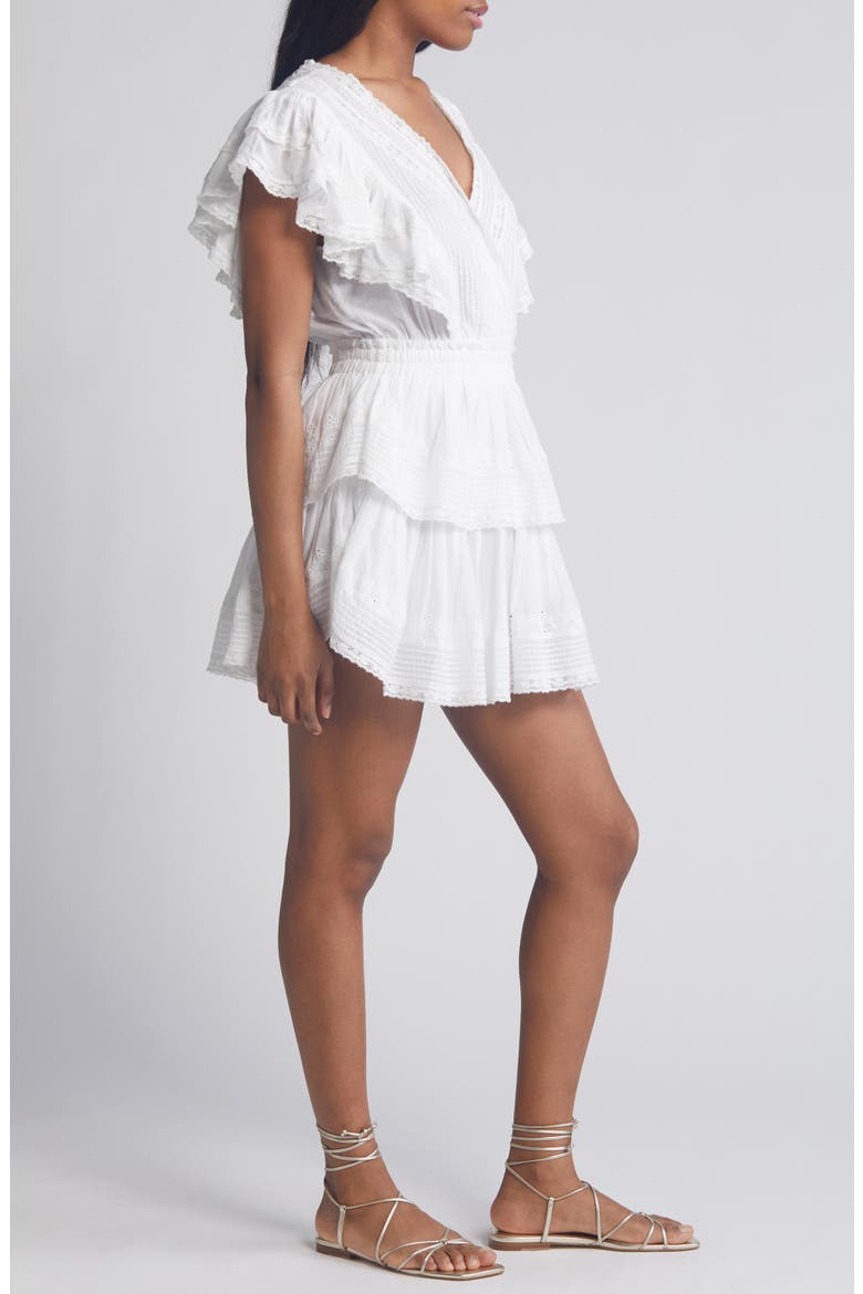 Gwen Ruffle Cotton Eyelet Minidress, Alternate, color, WHITE