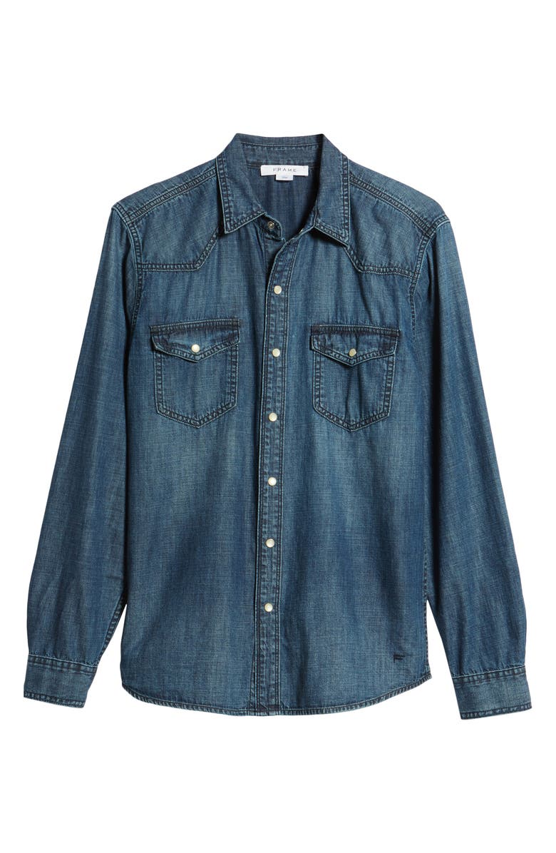 FRAME PC Slim Fit Denim Western Shirt, Alternate, color, 