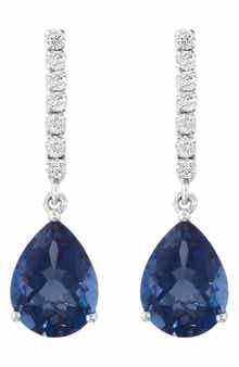 Diamond & London Blue Topaz Drop Earrings