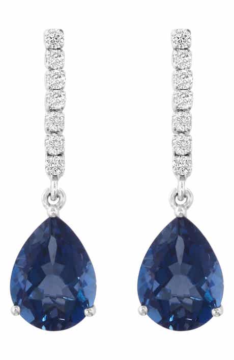 Diamond & London Blue Topaz Drop Earrings