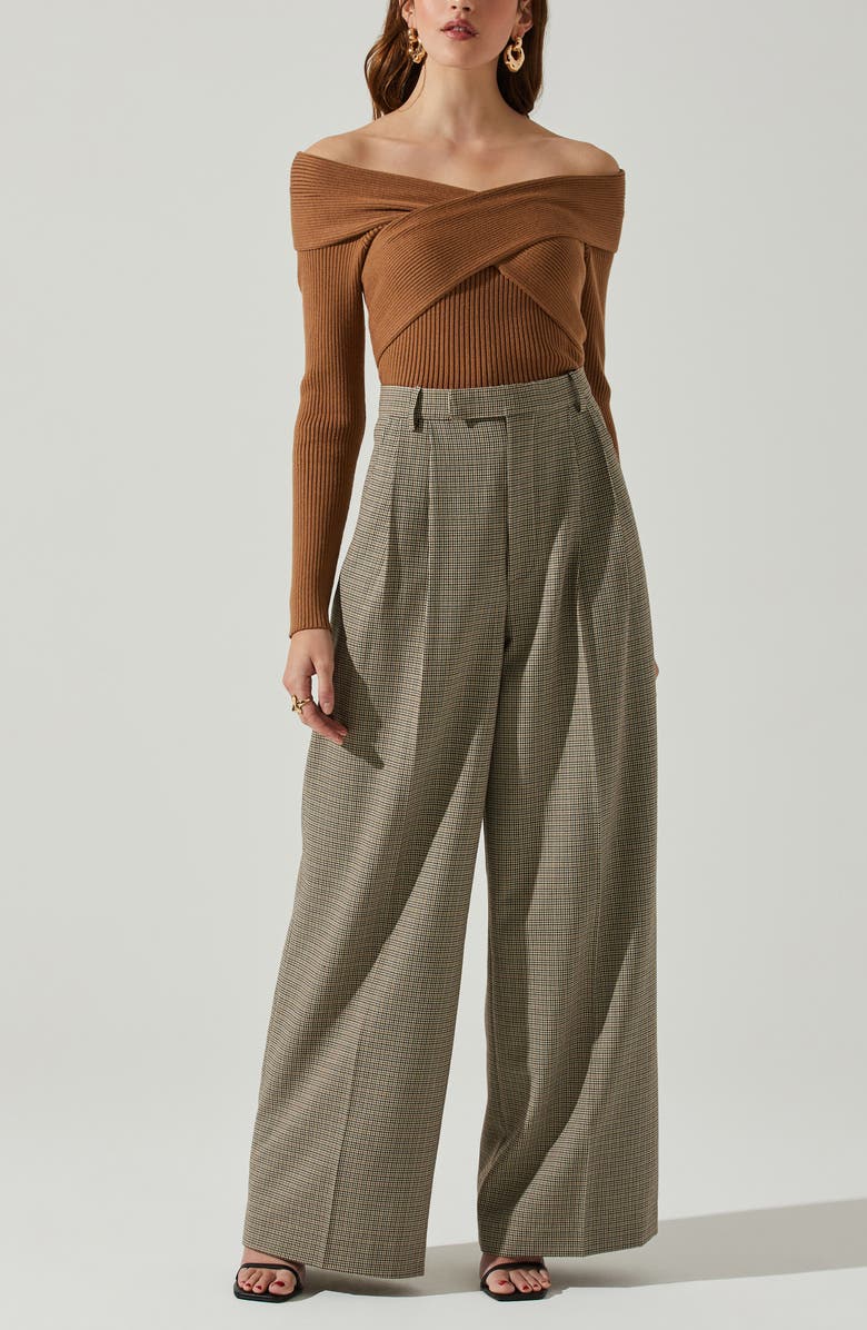 ASTR the Label Milani Mini Houndstooth High Waist Wide Leg Pants, Alternate, color, Black Brown Multi
