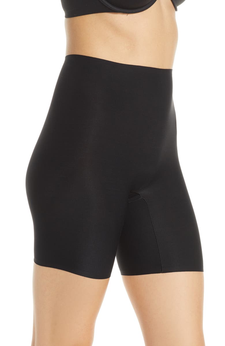 Chantelle Lingerie Soft Stretch Seamless High Waist Mid-Thigh Shorts, Alternate, color, Black