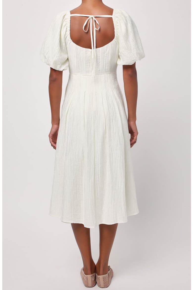 Melody Puff Sleeve Midi Dress, Alternate, color, WHITE