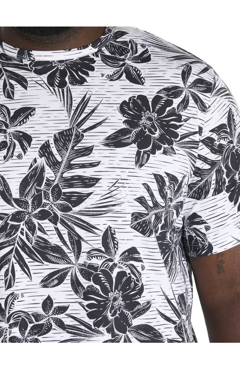 Harbor Bay by DXL Big & Tall Moisture-Wicking Tropical Print T-Shirt, Alternate, color, Black Multi