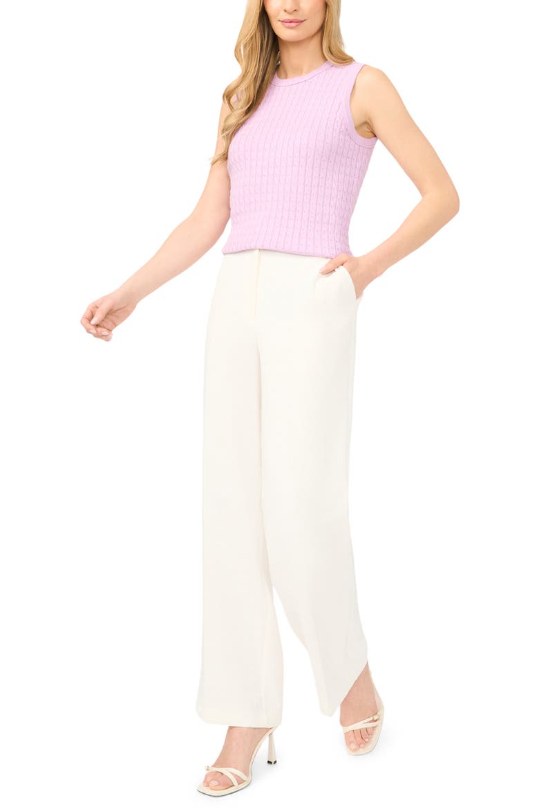 Cable Stitch Cotton Sweater Tank, Alternate, color, LAVENDER SUGAR