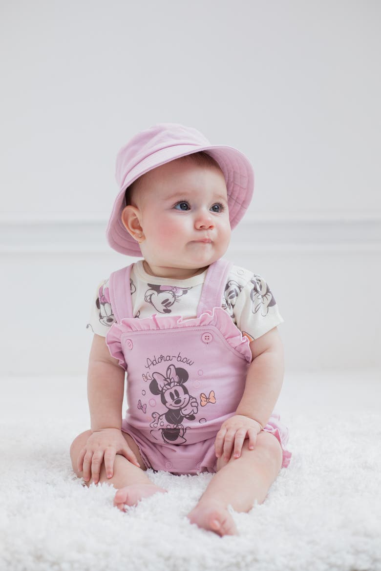 Minnie Mouse Bubble Shortall Tee and Hat Set, Alternate, color, Minnie Mouse Pink