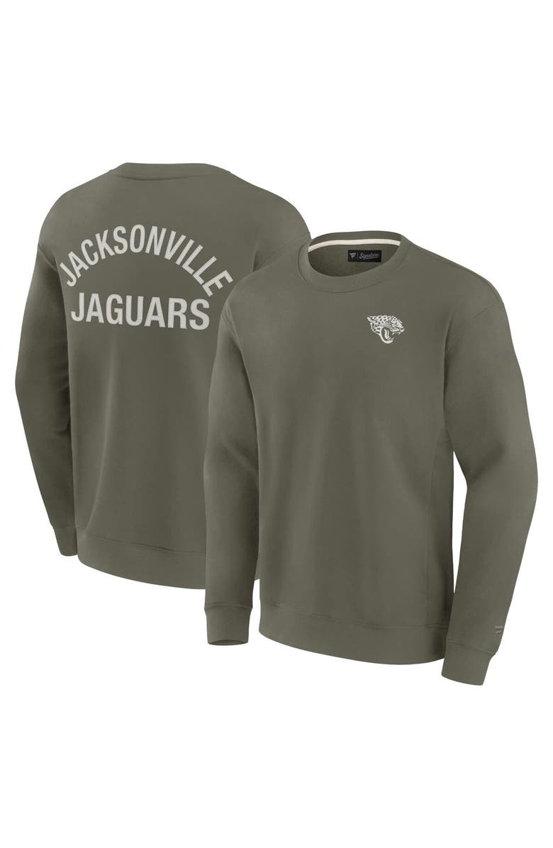 Fanatics Signature Unisex Fanatics Signature Olive Jacksonville Jaguars Super Soft Pullover Crew Sweatshirt, Alternate, color, Olive