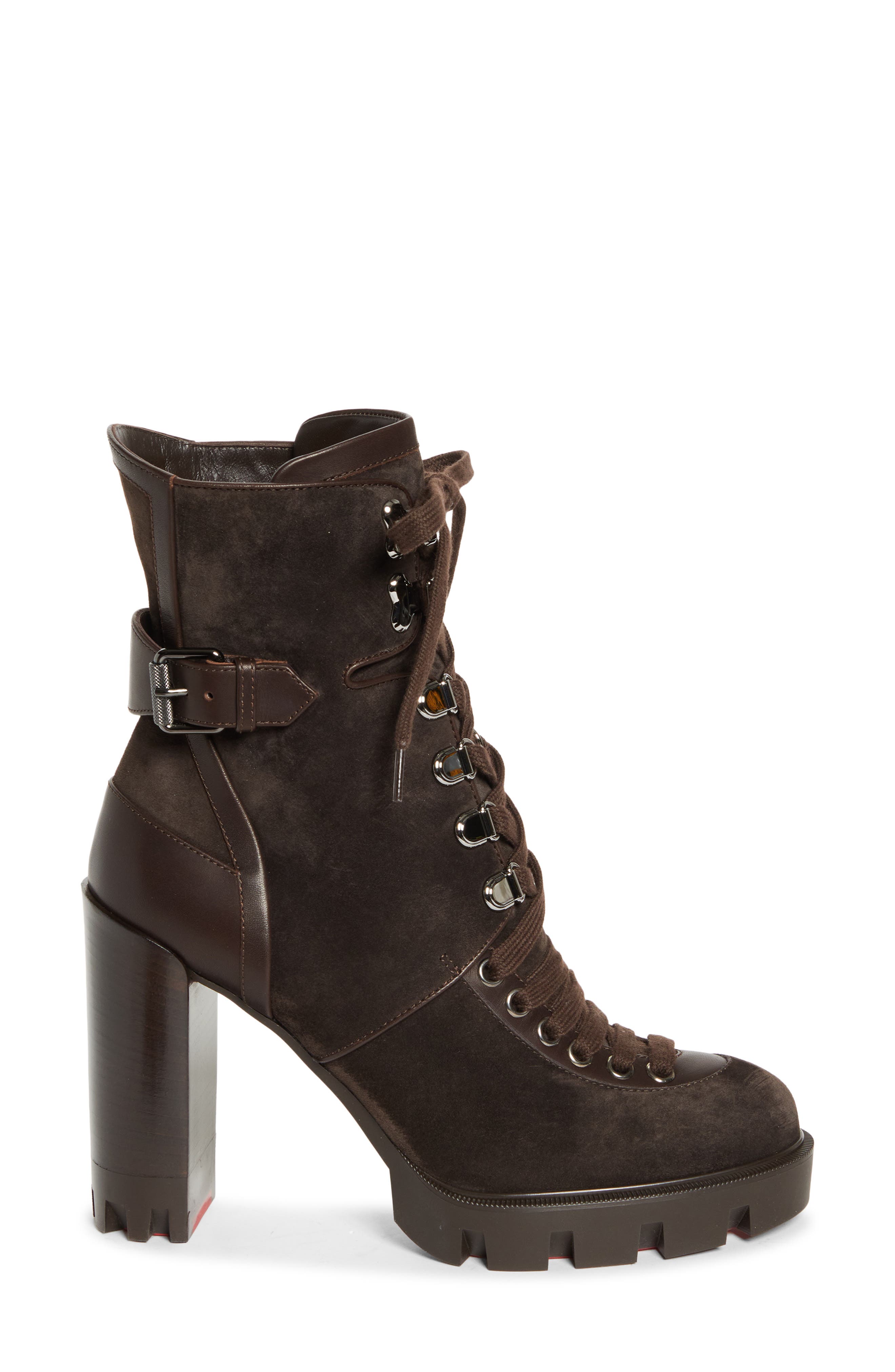Christian Louboutin Macademia Combat Boot, Alternate, color, Cafe/ Dark Brown