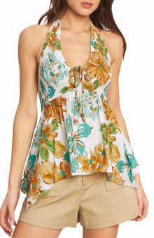Print Smocked Halter Top