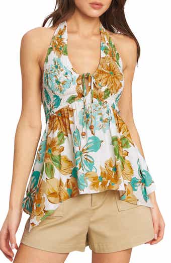 Print Smocked Halter Top