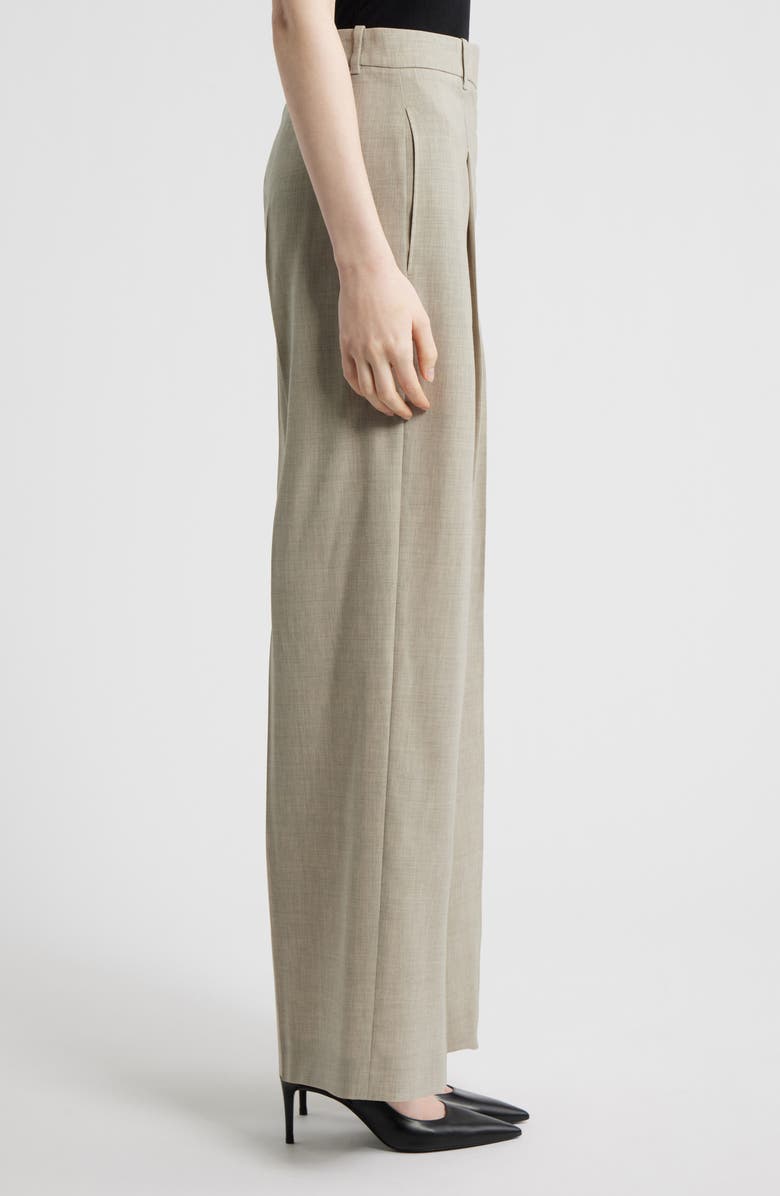 BOSS Tiana Virgin Wool Wide Leg Pants, Alternate, color, Pumice