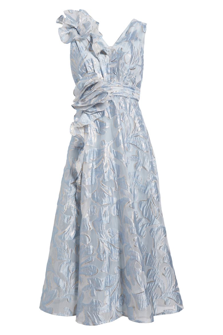 Floral Burnout Cocktail Dress, Alternate, color, ICE BLUE GOLD