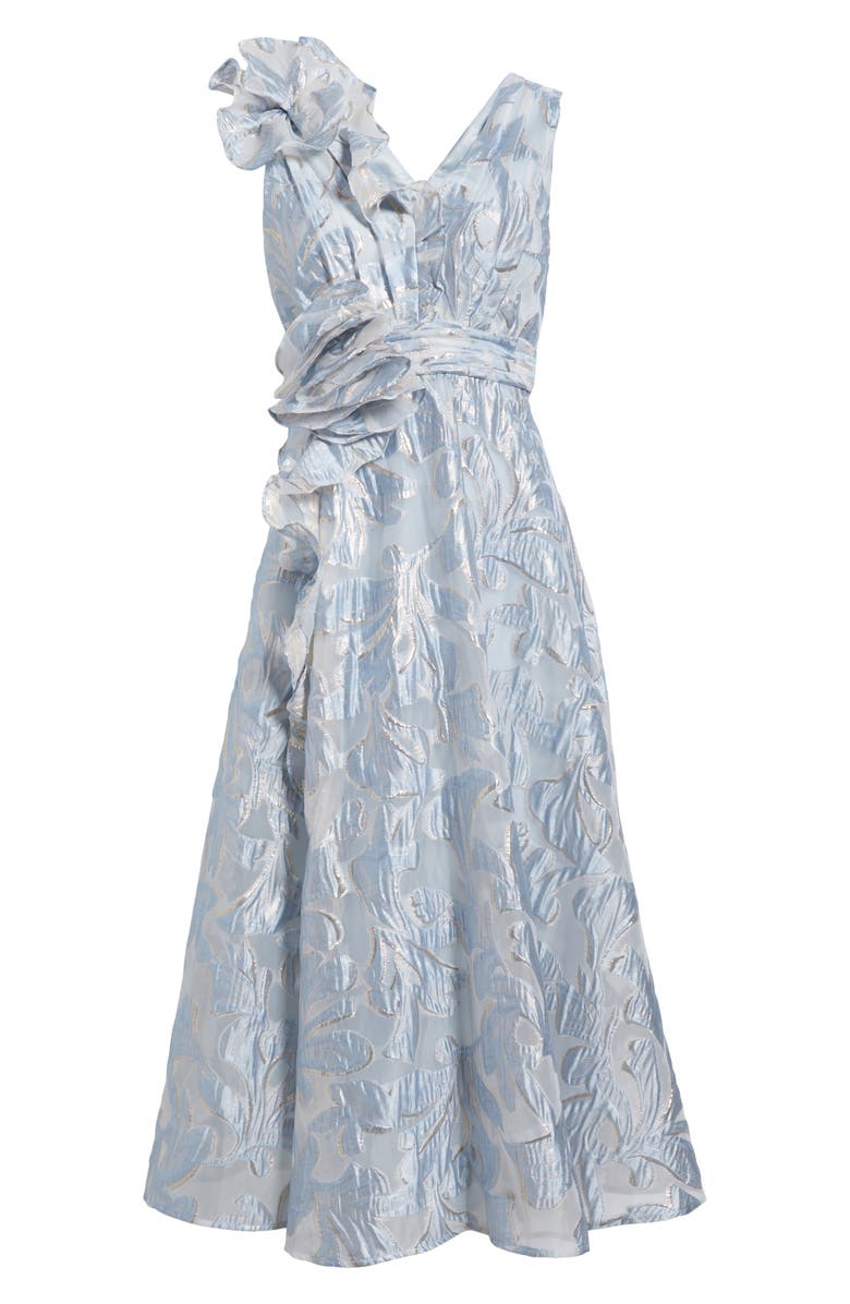 Tahari ASL Floral Burnout Cocktail Dress, Alternate, color, Ice Blue Gold