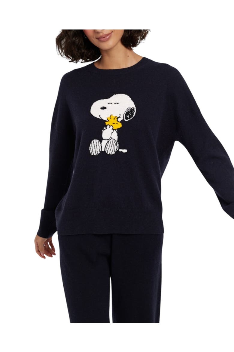 Wool-cashmere Snoopy & Woodstock Sweater, Main, color, Navy