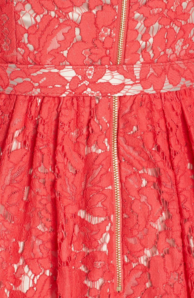 Eliza J Belted Lace Fit & Flare Dress, Alternate, color, 