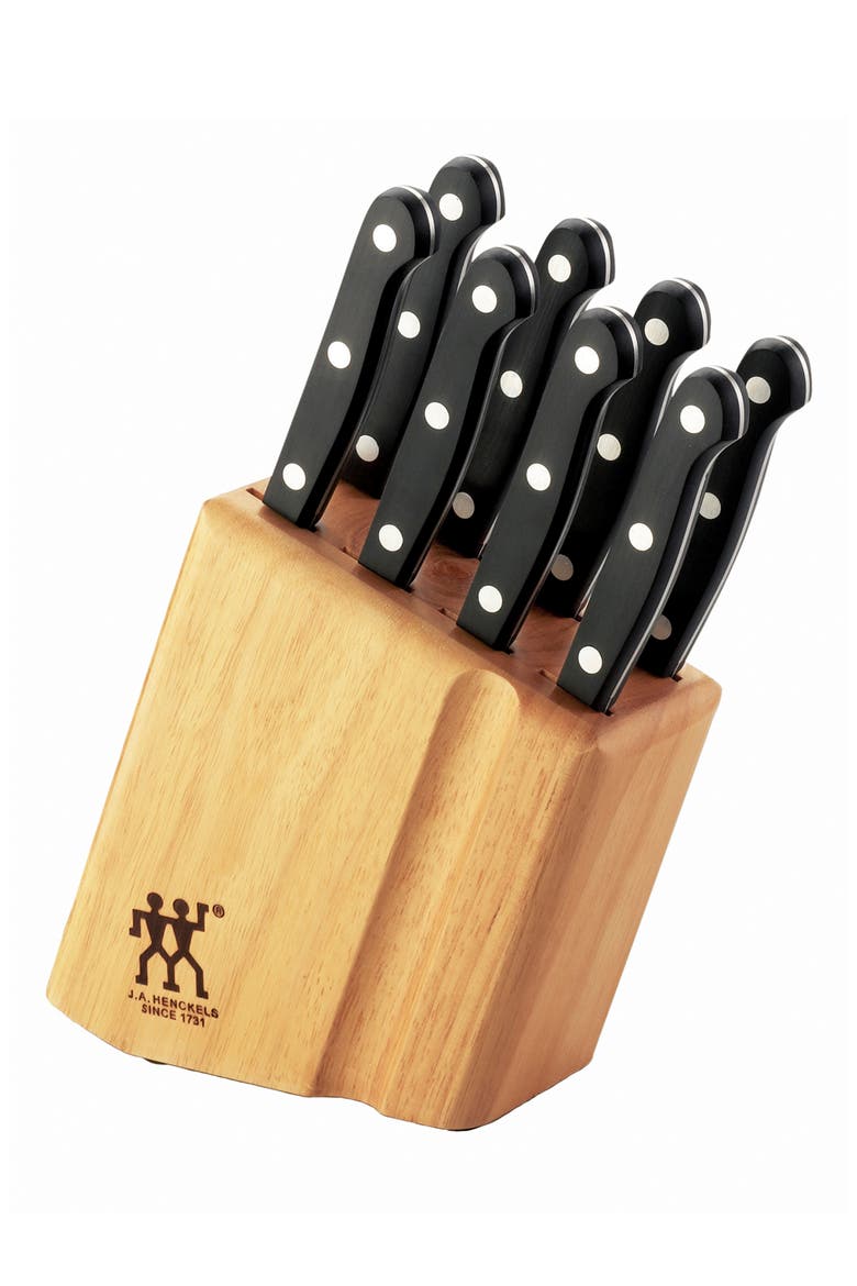 TWIN Gourmet 9-Piece Steak Knife Block Set, Main, color, BLACK