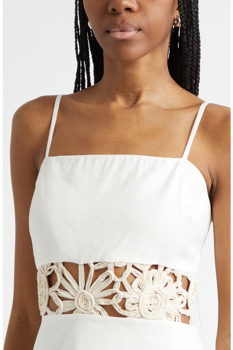 Aaliyah Lacy Inset Midi Dress, Alternate, color, IVORY