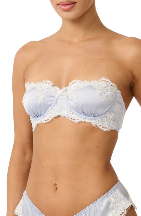 Cinderella Lace Trim Underwire Strapless Satin Bra