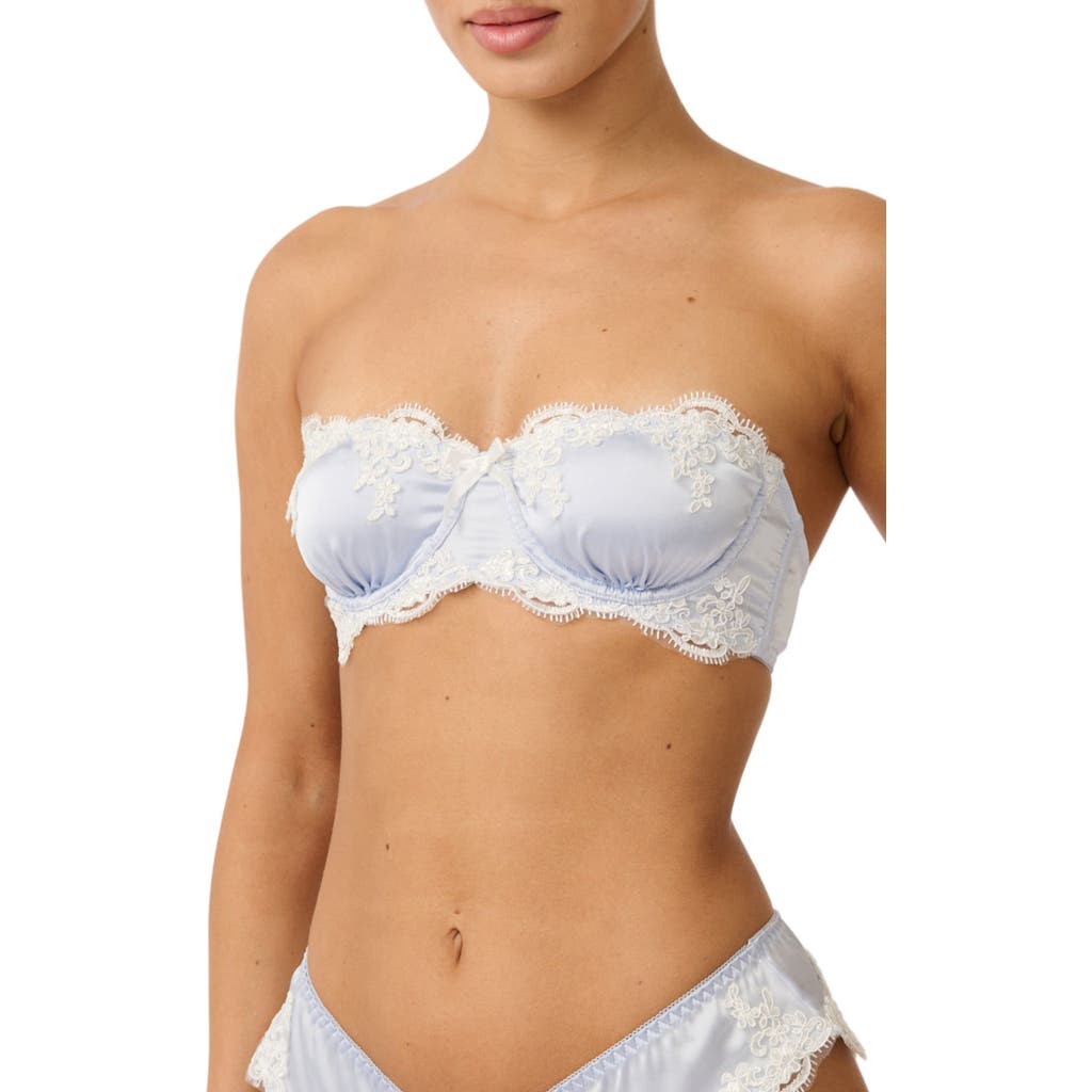 Kat The Label Cinderella Lace Trim Underwire Strapless Satin Bra