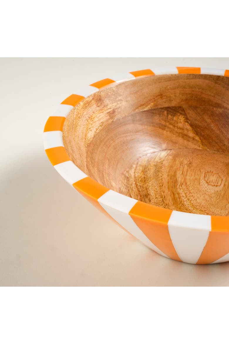 Nohar Mango Wood Bowl 10" x 10" x 3.5" | Artisan Ceramic, Alternate, color, Orange